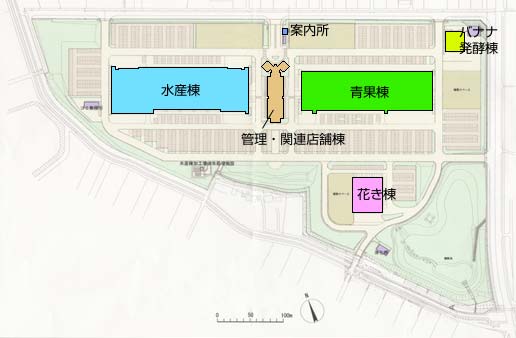 郡山市総合地方卸売市場平面図